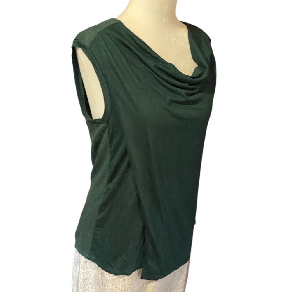 Banana Republic linen blend forest green split hem sleeveless oversized top. XS